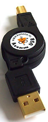 Кабель Konoos USB 2.0 A-->B 75 cм, mini, рулетка 