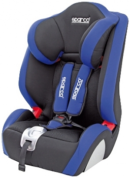 Кресло автомобильное Sparco F 1000 K от 9 до 36 кг (1/2/3) черный/голубой 