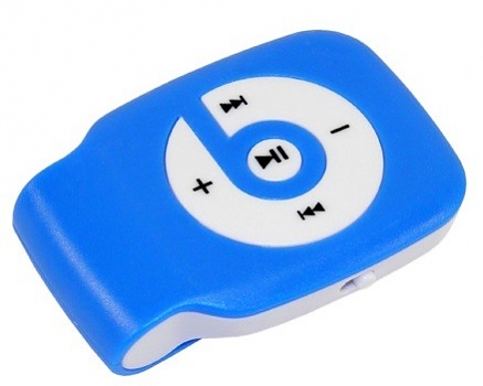 MP3 плеер на флеш карте Живи музыкой B №2 синий Micro SD+наушники+кабель для зарядки 