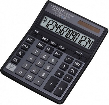 Калькулятор Citizen SDC-740N темно-серый 14-разр. 