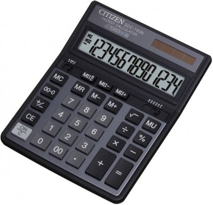 Калькулятор Citizen SDC-740N темно-серый 14-разр. 