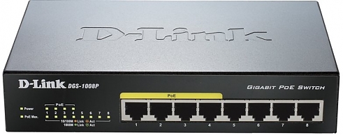 Коммутатор D-Link DGS-1008P L2 неуправляемый Gigabitс поддержкой PoE 