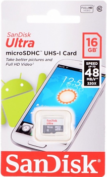 Флеш карта Sandisk micro SDHC 16 Gb Ultra class 10 