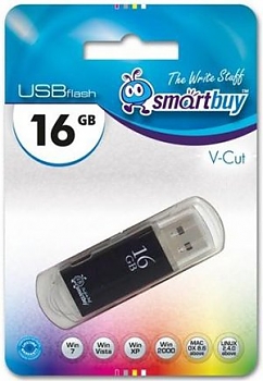 Флеш диск USB SmartBuy 16Gb V-Cut black 