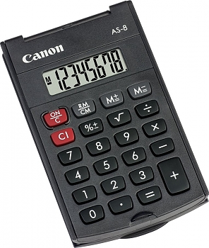 Калькулятор Canon AS-8, 8 разрядов, черный 