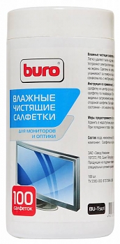 Салфетки Buro BU-Tscrl туба для экранов и оптики 100шт 
