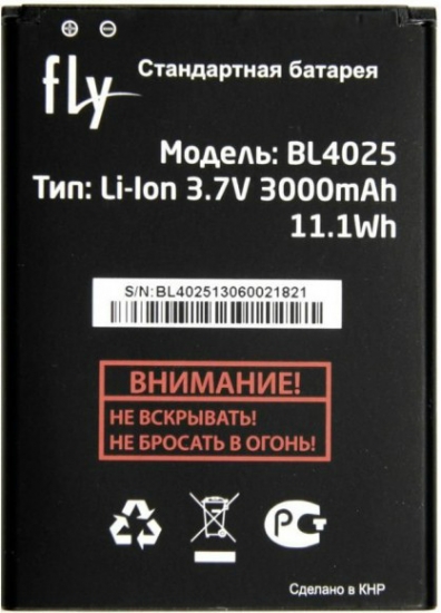 Аккумулятор для мобильных телефонов Fly Тех.Упак. (BL4025) IQ4411 Quad Energie 2 