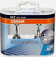 Лампа галогеновая Osram H7-12v 55w - PX26d+60% SilverStar DuoBox (64210SV2_DuoBox) 