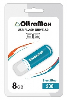 Флеш диск USB OltraMax  8Gb 230 сталь/синий 