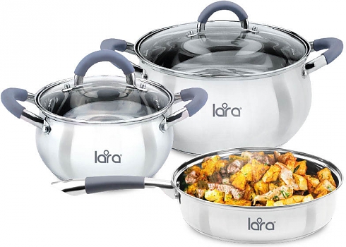 Набор посуды Lara Bell LR02-102 кастрюли: 2.7,  6.1л+сковорода 24см 