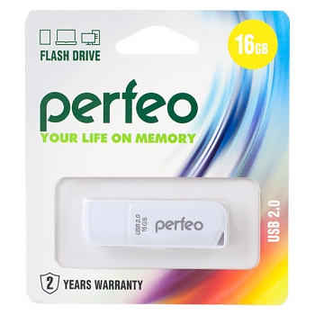 Флеш диск USB Perfeo 16Gb C10 White 