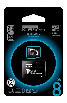Флеш карта KLEVV microSDHC NEO 8GB CL10 U1+адаптер 