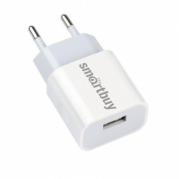 Зарядное устройство для мобильных ЗУ FLASH, 2.4 А, белое, 1 USB (SBP-1024) 