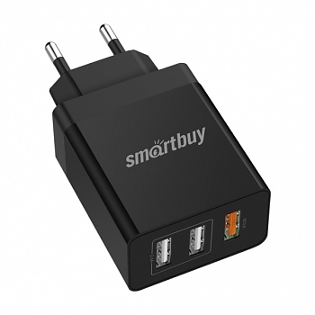 Зарядное устройство для мобильных ЗУ FLASH, 2x2.4 А + 1xQC 3.0, черное, 3 USB (SBP-3030) 