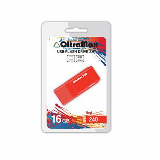 Флеш диск USB OltraMax  16Gb 240 красный 