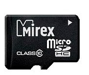 Флеш карта Mirex micro SDHC 16Gb class 10 без адаптера 