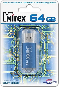 Флеш диск USB Mirex 64Gb UNIT голубой 