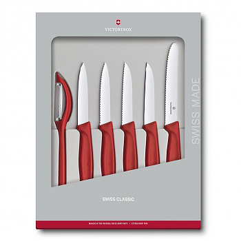 Набор ножей Victorinox Swiss Classic Kitchen (6.7111.6G) компл.:6шт красный подар.коробка 