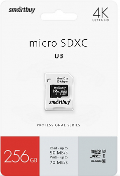 Флеш карта SmartBuy microSDXC 256 Gb class 10 PRO90 SB256GBSDCL10U3-01 