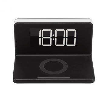 Зарядное устройство для мобильных SmartBuy (SBP-W-100) Беспроводное, с функцией часов,  будильника и подсветкой, 10 Вт 