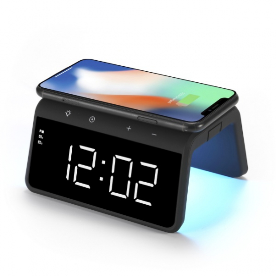 Зарядное устройство для мобильных SmartBuy (SBP-W-101) Беспроводное, с функцией часов,  будильника и подсветкой, 10 Вт 