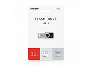 Флеш диск USB SmartBuy 32GB TRIO 3-in-1 OTG (USB Type-A + USB Type-C + micro USB) 